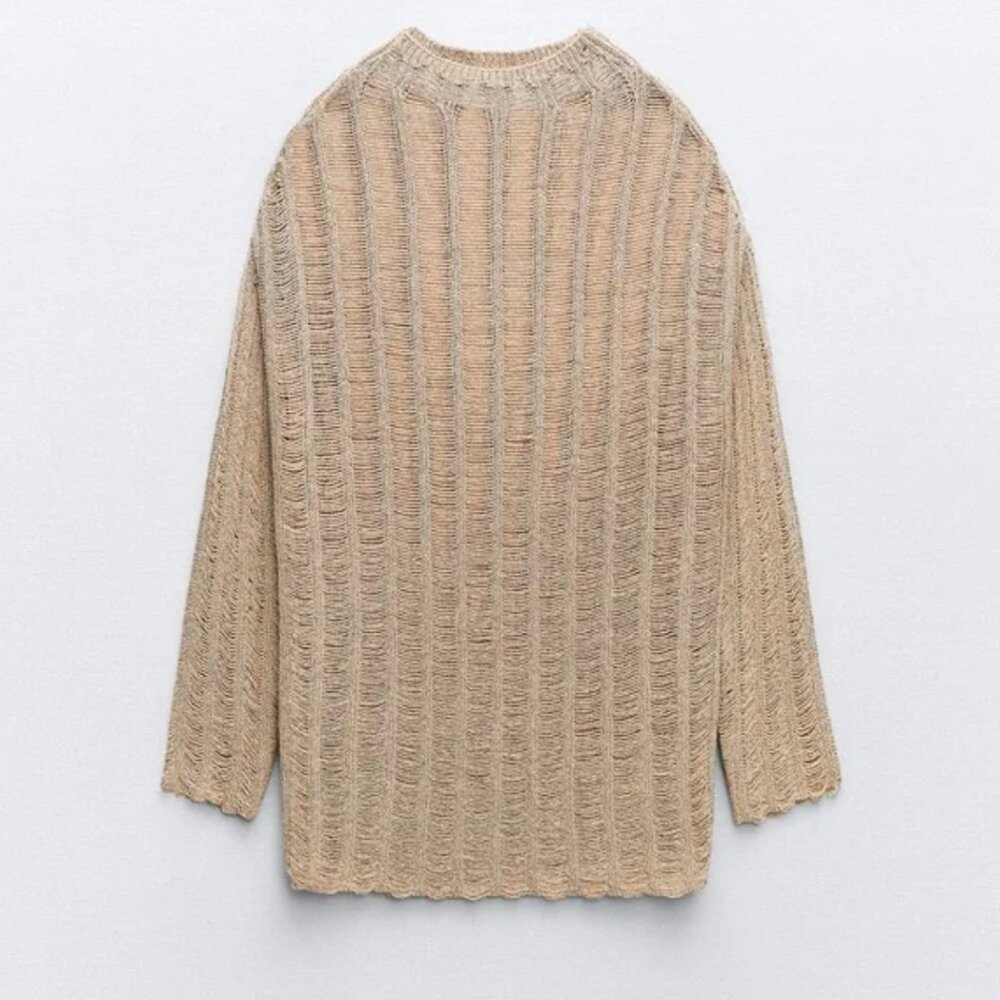 NWT - Zara Metallic Thread Knit Sweater Open Knit - size Medium